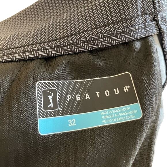 PGA Tour Dark Gray Herringbone Pattern Lightweight Golf Shorts Size 32 - Picture 8 of 8